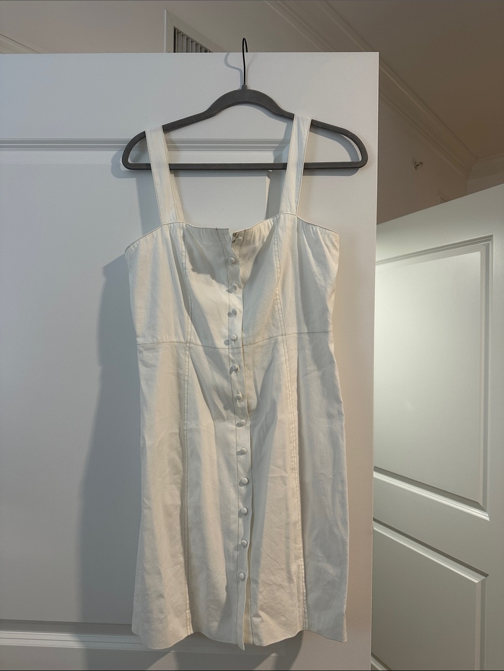 Theory White Button-Front Cotton Sundress